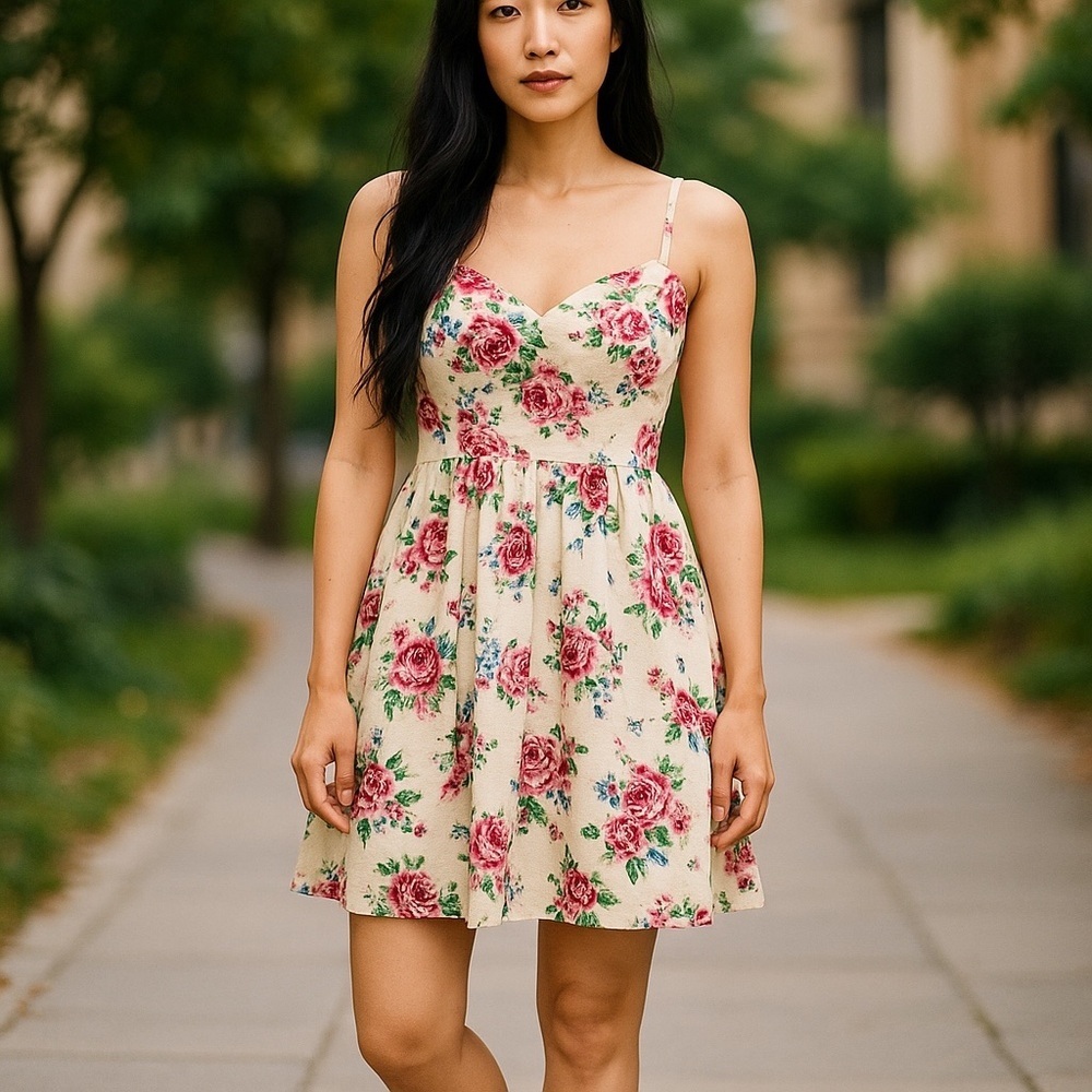 No Boundaries Yellow and Pink Floral Mini Dress